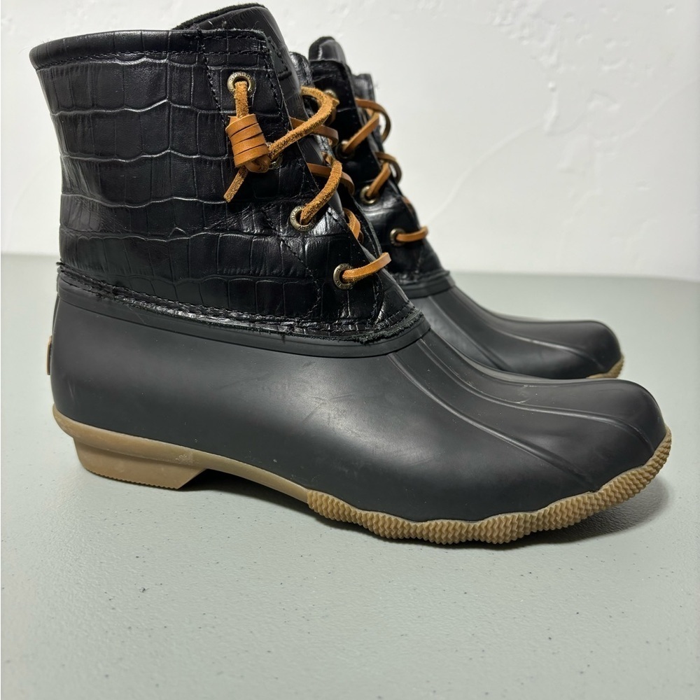 Sperry Winter Snow Women's Boots 7 Black STS86698 Salt Water Croc